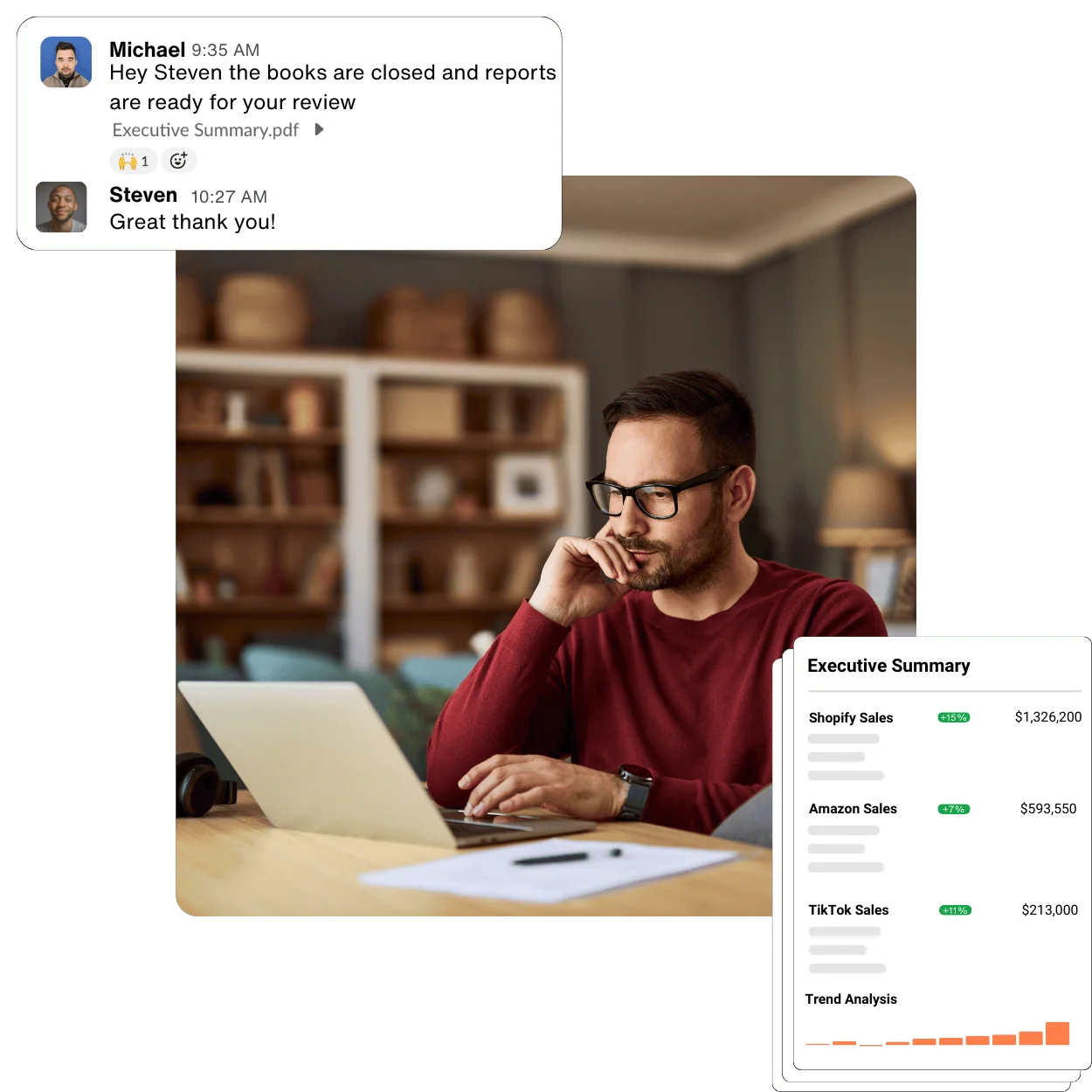 Ecommerce business owner reviewing bookkeeping and financial reports on a laptop